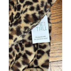 NWOT Time and Tru Vegan Fur Zippered Hoodie Black Print Size 2X